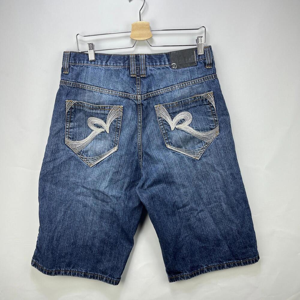 Vintage Y2K Rocawear Baggy Denim Jean Shorts 34 Hip Hop